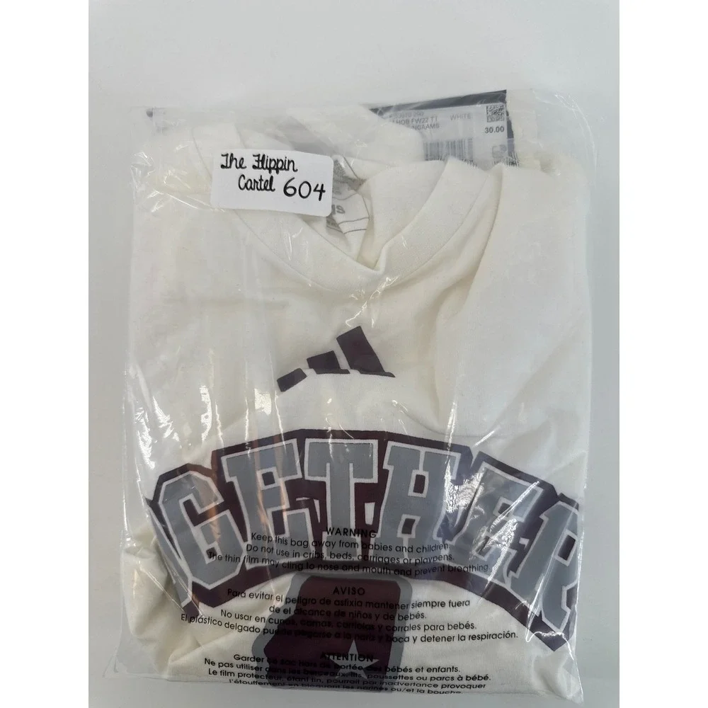 Adidas Bulldog Basketball Mississippi State University Graphic‎ Tee White XL